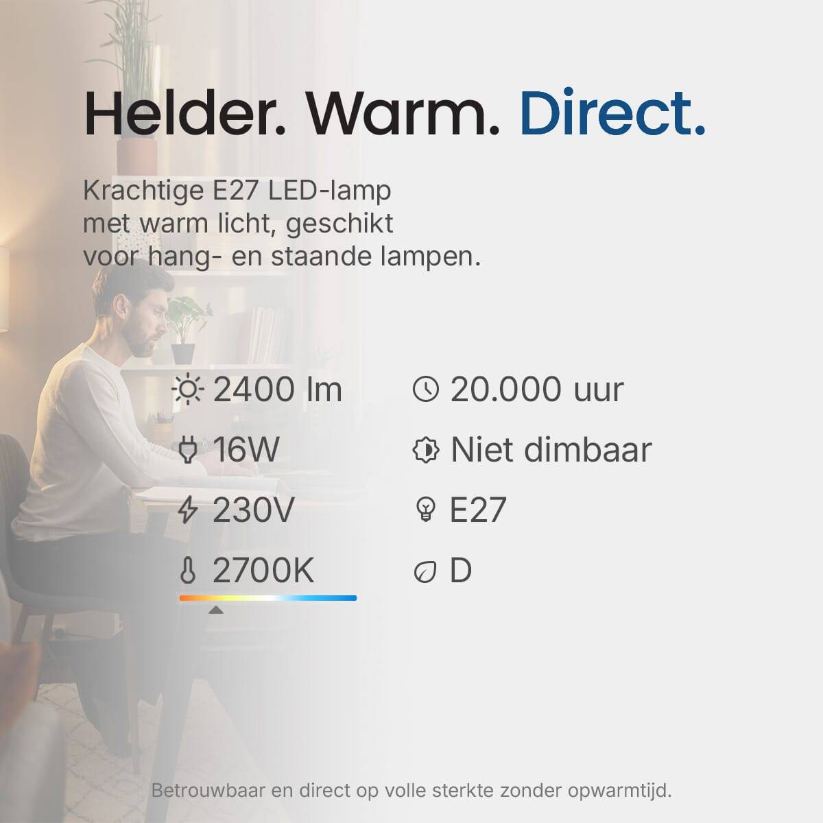 Bemko LED Globelamp G80 E27 Helder - 16W 2300lm 2700K - Extra Warmwit - Vervangt 120W-2