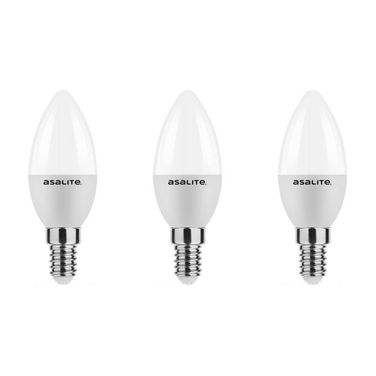 Asalite LED Kaarslamp C35 E14 Mat - 6W 510lm 6500K - Koudwit - Vervangt 42W - 3 stuks-0