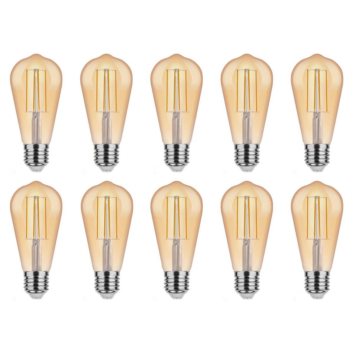Asalite LED Filamentlamp Edison ST64 E27 Amber - 7W 806lm 4000K - Neutraalwit - Vervangt 60W - 10 stuks-0