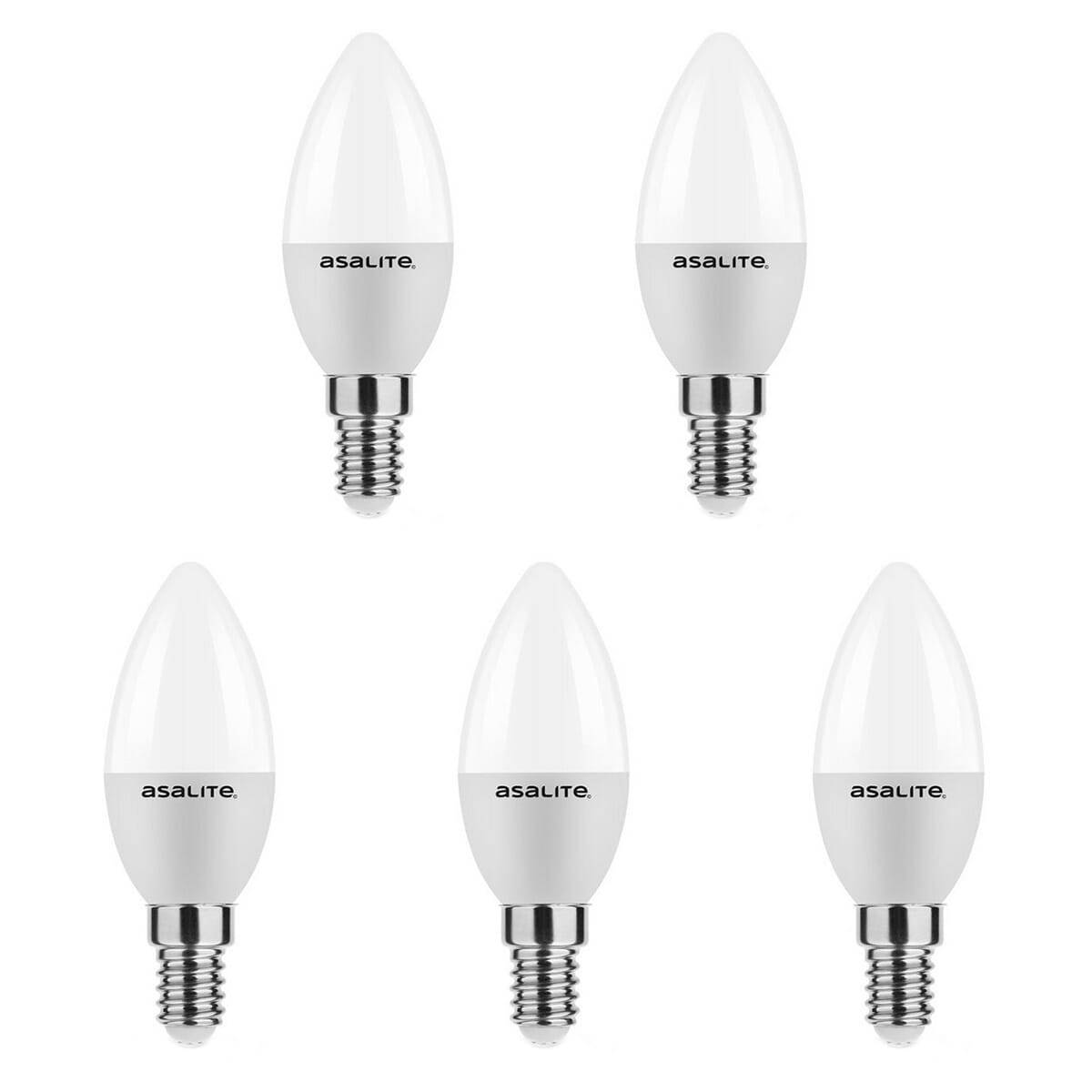 Asalite LED Kaarslamp C35 E14 Mat - 6W 510lm 4000K - Neutraalwit - Vervangt 42W - 5 stuks-0