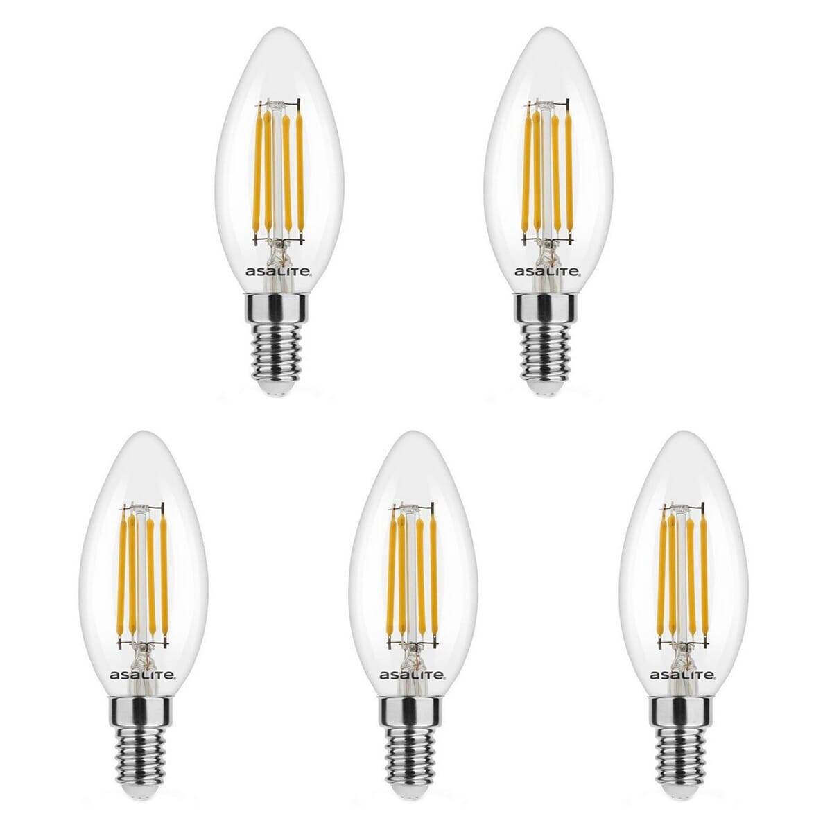 Asalite LED Kaarslamp C35 E14 Helder - 4W 400lm 4000K - Neutraalwit - Vervangt 35W - 5 stuks-0