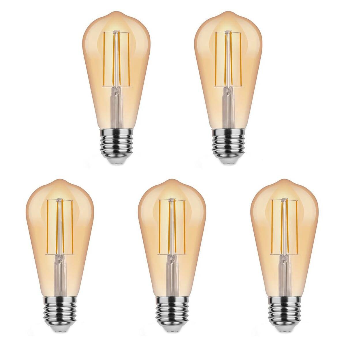 Asalite LED Filamentlamp Edison ST64 E27 Amber - 7W 806lm 4000K - Neutraalwit - Vervangt 60W - 5 stuks-0