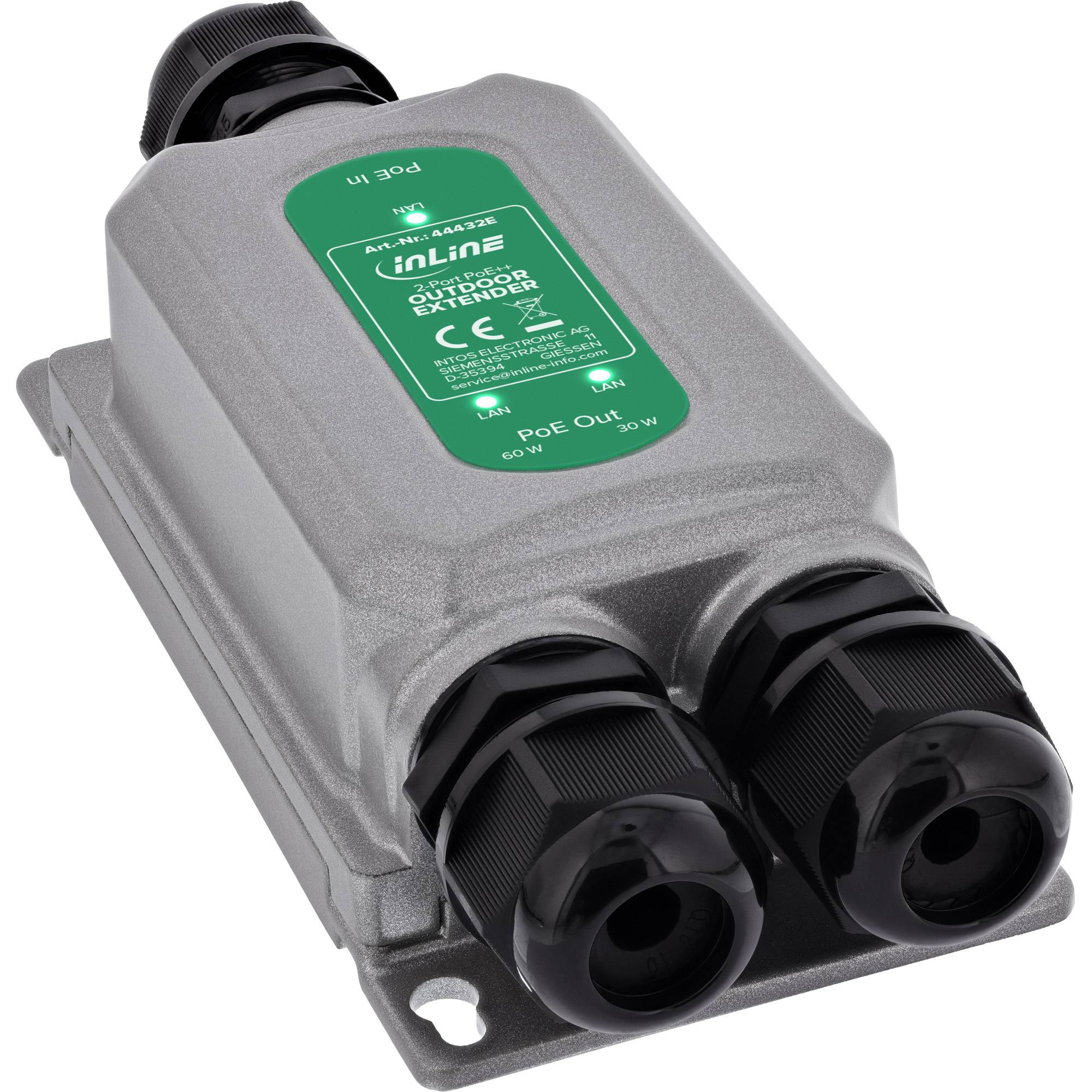 InLine® Gigabit PoE-extender, 90W, 2 poorten, IP67, IEEE 802.3bt-0