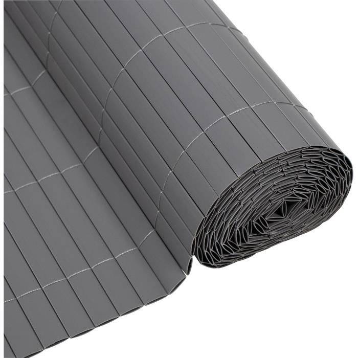 NATURE Dubbelzijdig PVC Rietafscherming - 1 x 3 m - 1600 g/m² - Opaciteit 4/5 - UV Bestendig - Lichtgrijs-0
