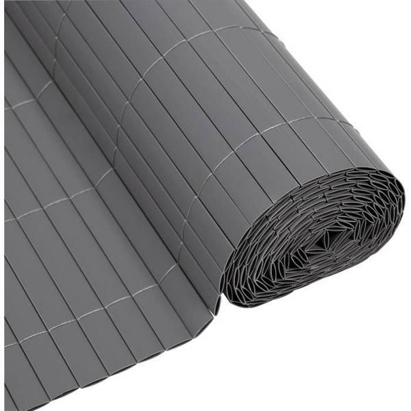 NATURE Dubbelzijdig PVC Rietafscherming - 1 x 3 m - 1600 g/m² - Opaciteit 4/5 - UV Bestendig - Lichtgrijs