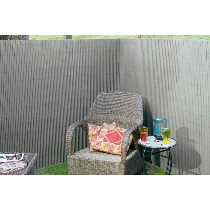 NATURE Dubbelzijdig PVC Rietafscherming - 1 x 3 m - 1600 g/m² - Opaciteit 4/5 - UV Bestendig - Lichtgrijs-3