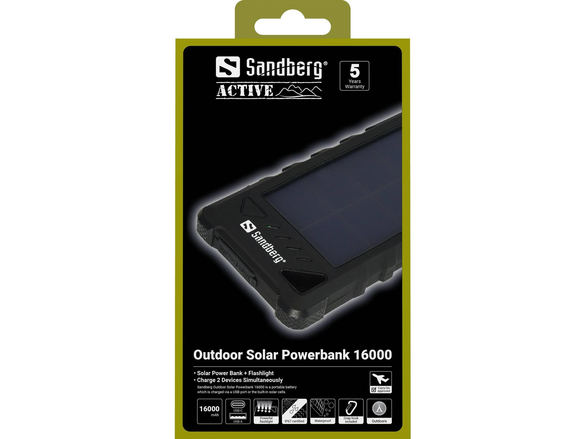 Sandberg Outdoor Solar Powerbank 16000 mAh 2 apparaten tegelij opladen-4