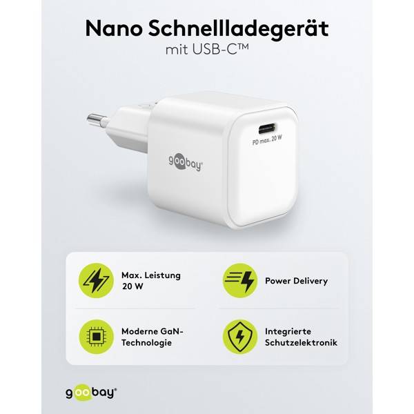 Goobay USB lader | USB-C PD | GaN | 20W | wit-1