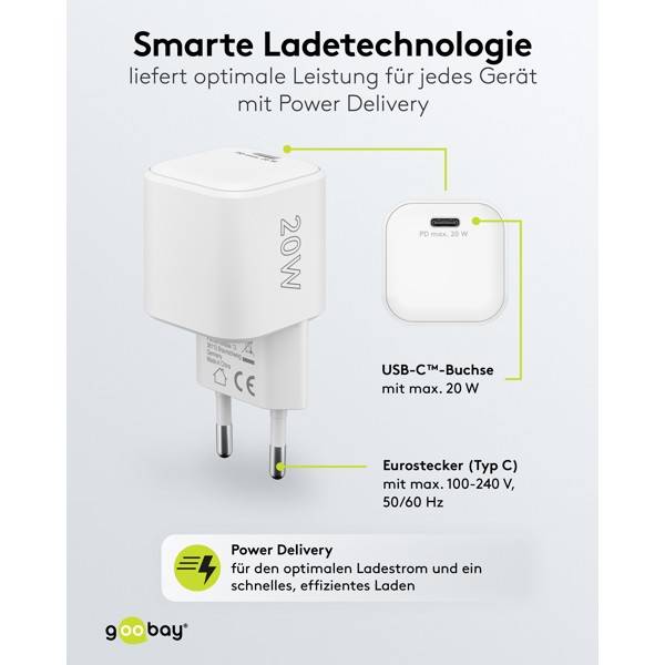 Goobay USB lader | USB-C PD | GaN | 20W | wit-3