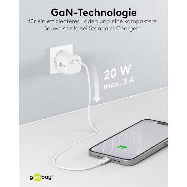 Goobay USB lader | USB-C PD | GaN | 20W | wit-4
