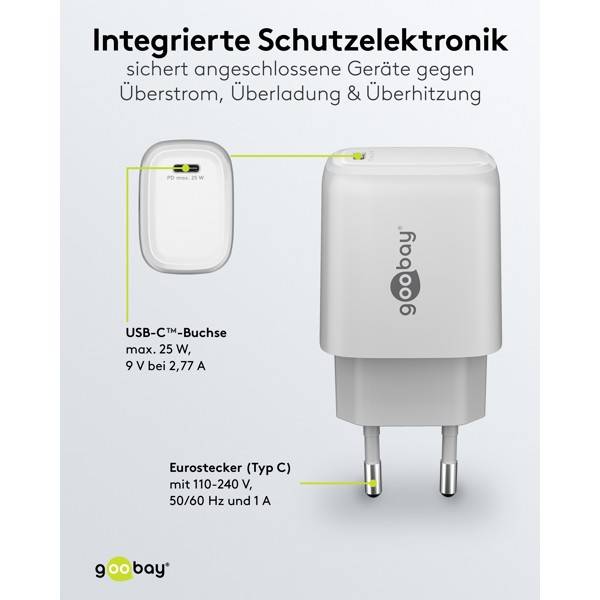 Goobay USB lader | USB-C PD | GaN | 25W | wit-3