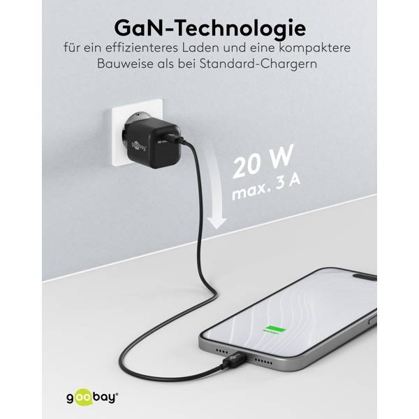 Goobay USB lader | USB-C PD | GaN | 20W | zwart-4
