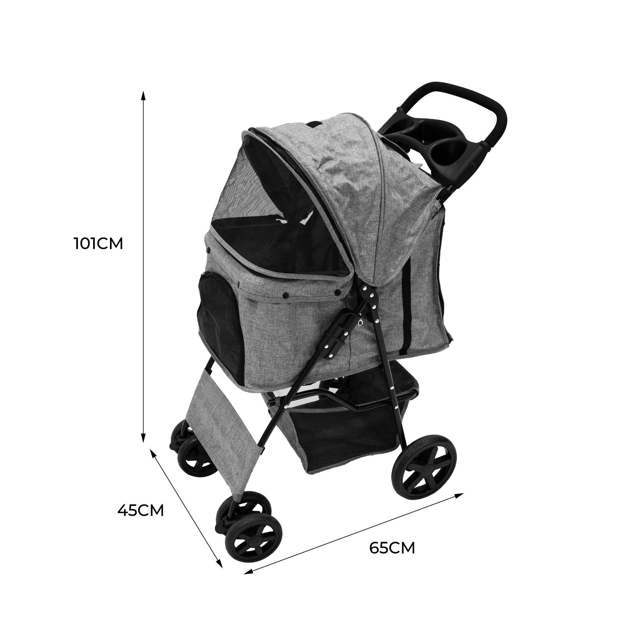 Hondenbuggy met Regenhoes – Grijs-4