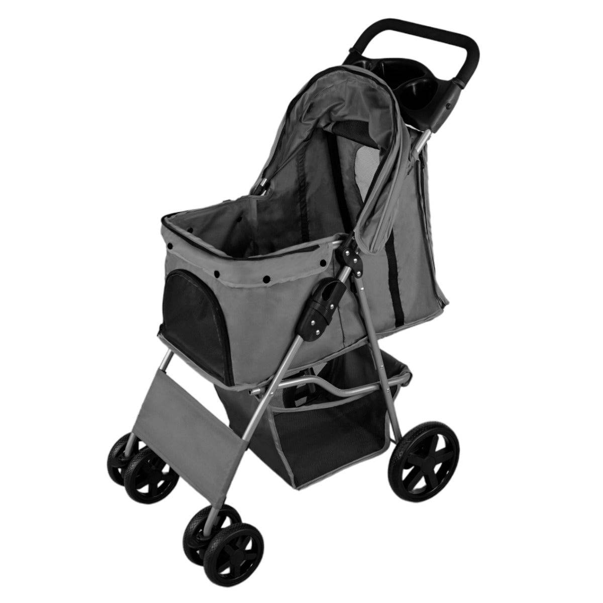 Hondenbuggy met Regenhoes - Donker Grijs-0