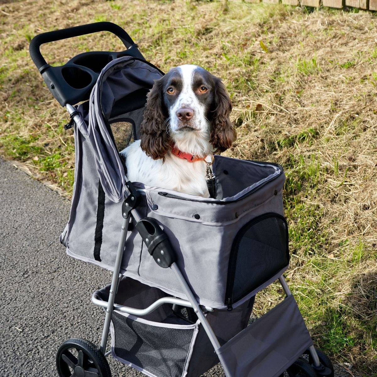 Hondenbuggy met Regenhoes - Donker Grijs-4