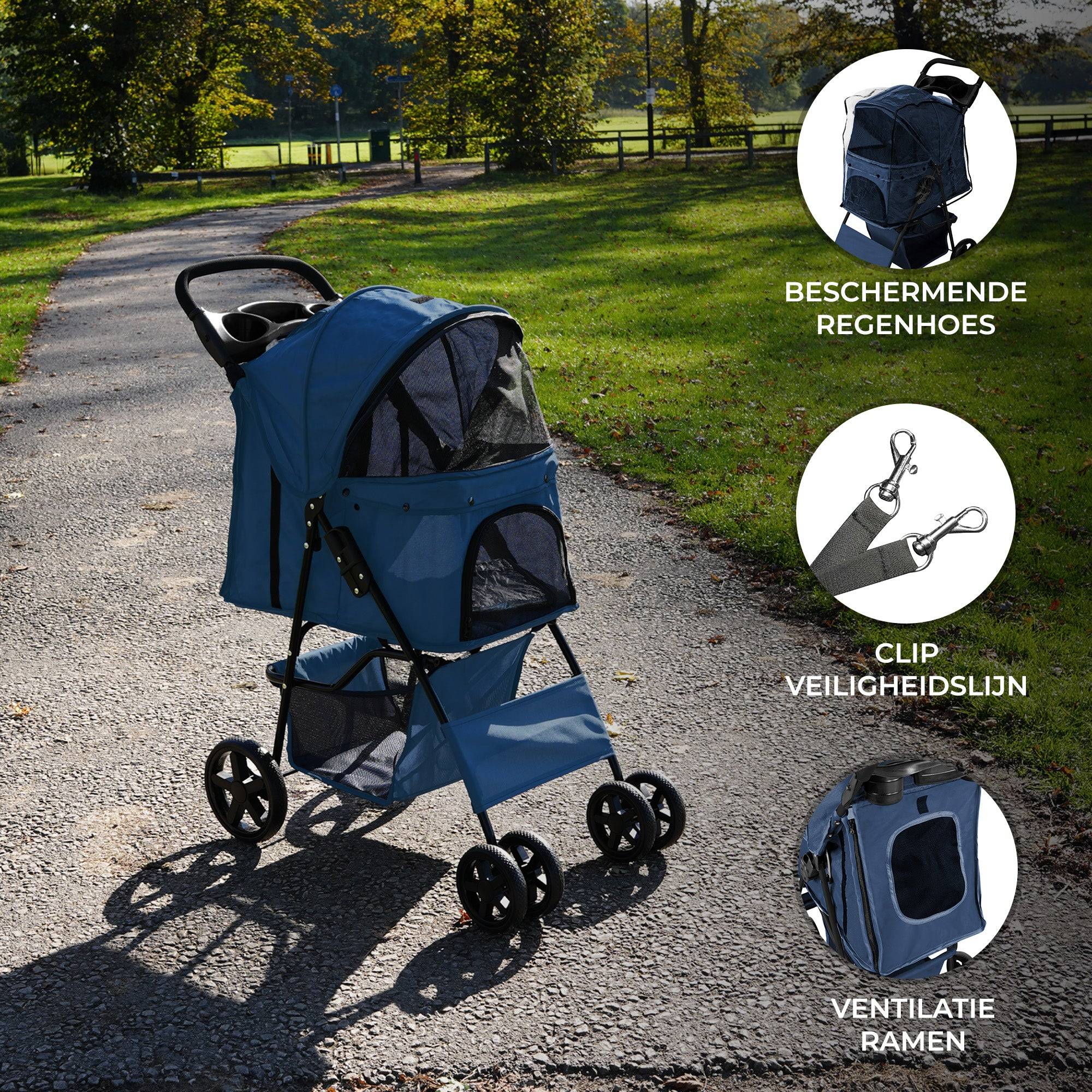 Hondenbuggy met Regenhoes – Marineblauw-1