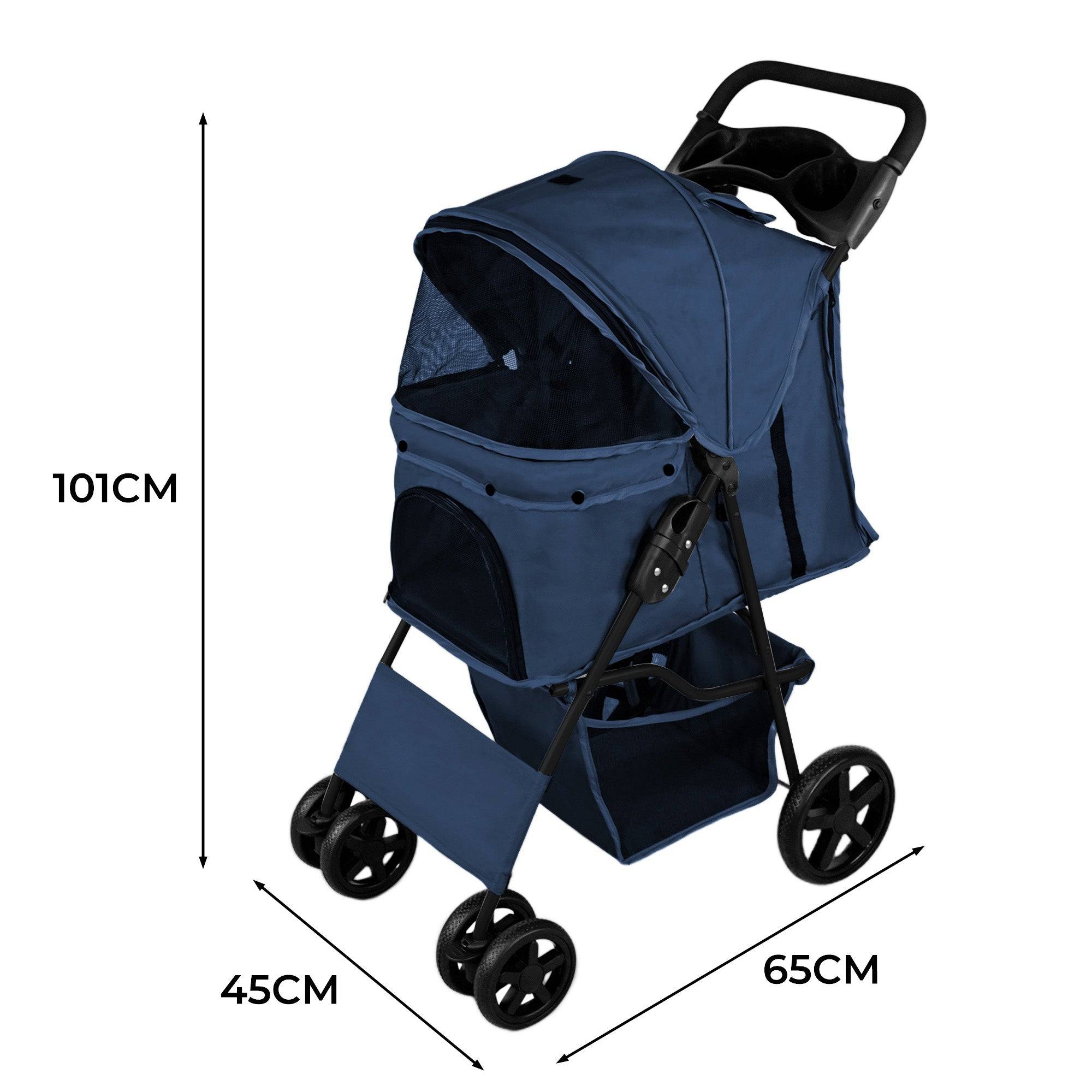 Hondenbuggy met Regenhoes – Marineblauw-4