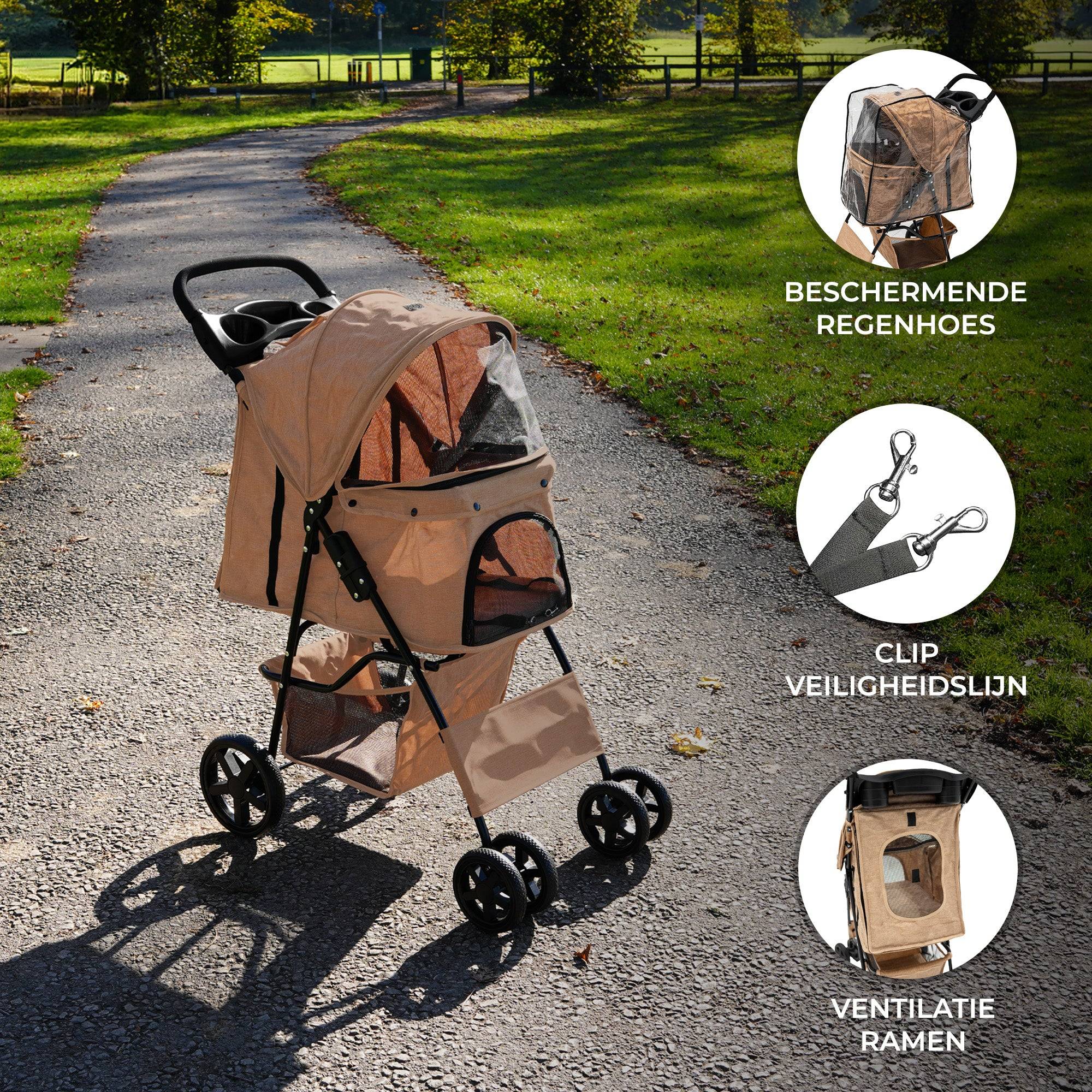 Hondenbuggy met Regenhoes – Beige-1