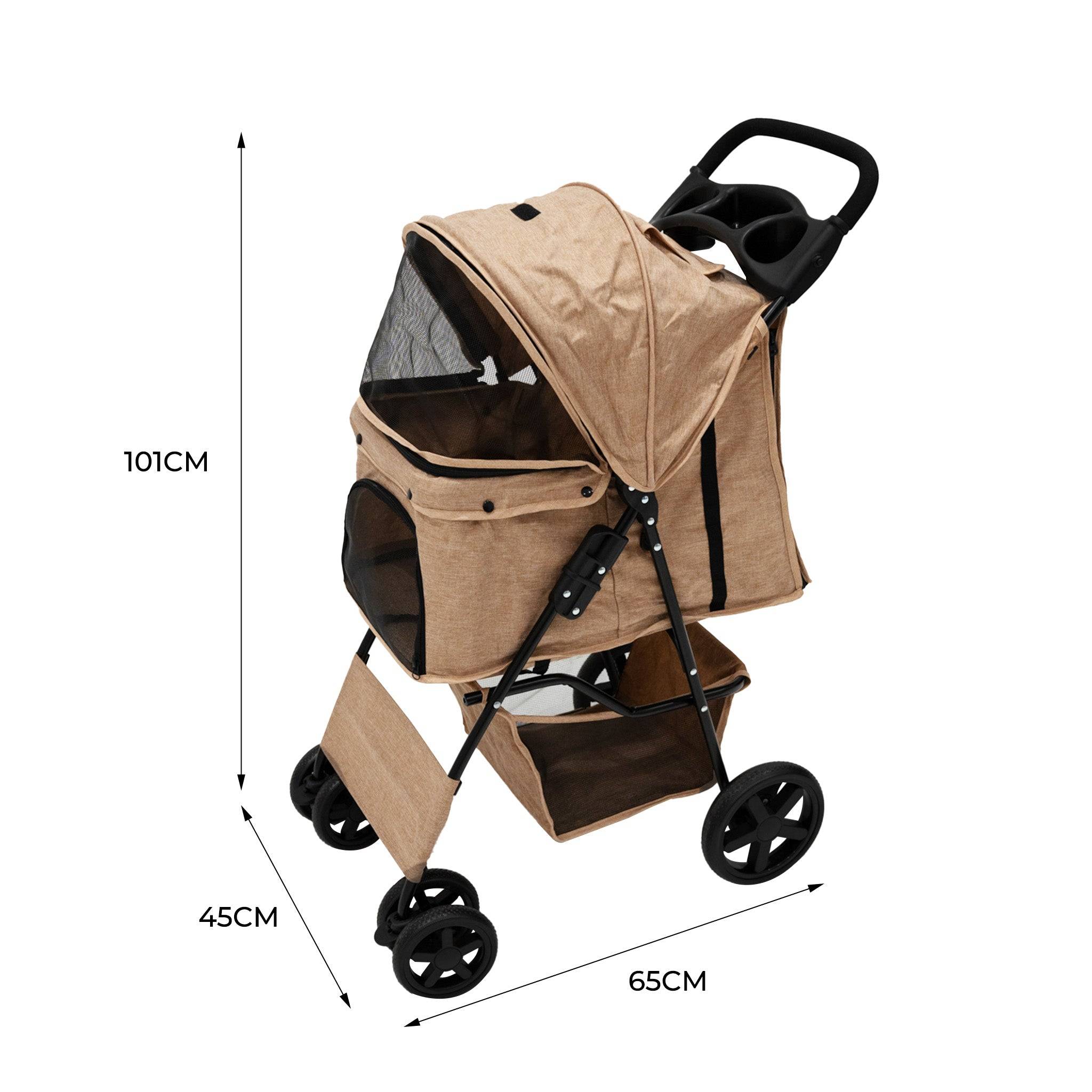Hondenbuggy met Regenhoes – Beige-4