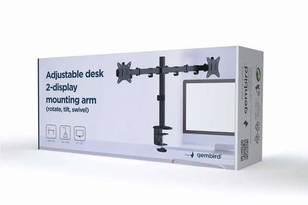 Gembird MA-D2-01 flat panel bureau steun 81,3 cm (32") Zwart