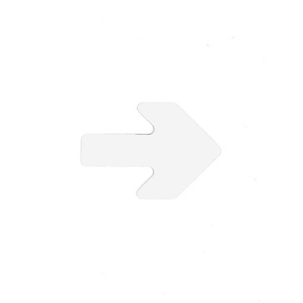 Pijl Wit 90 x 130 mm - vloersticker met vlakke toplaag