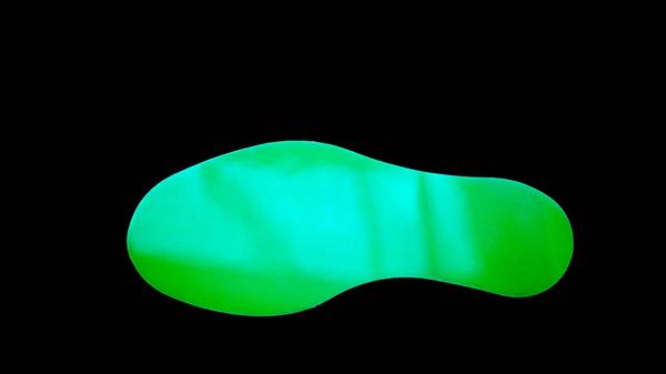 Voetstap - Glow in the dark Rechts - Glow-in-the-dark (fotoluminescent) 70 x 180 mm Vlak