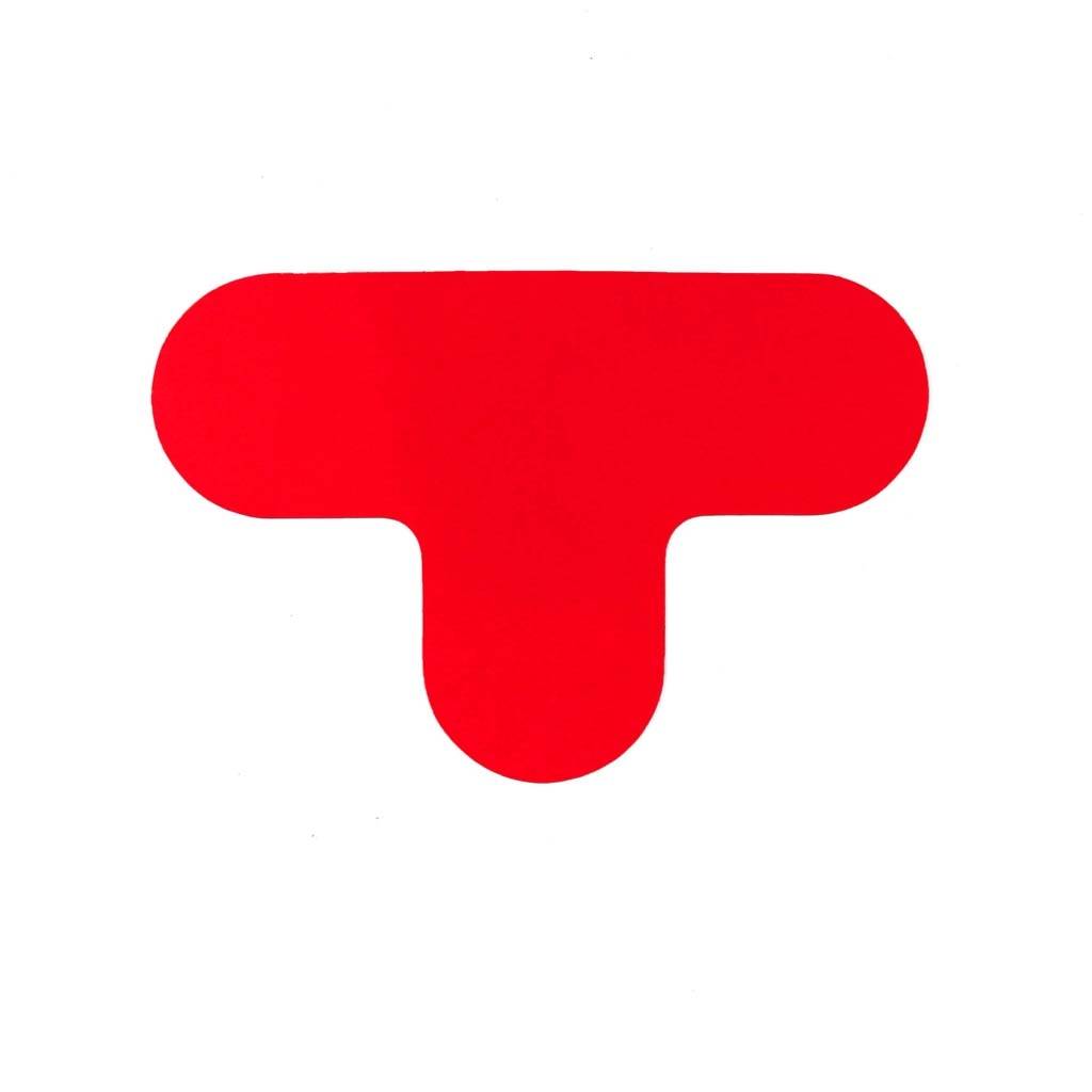 T-stuk Rood 290 x 190 mm - vloersticker met vlakke toplaag-0