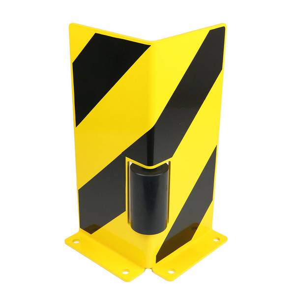 Stalen hoekbeschermer met geleiderol – L-profiel – geel/zwart – voor binnengebruik - Geel & Zwart - 18 cm x 180 mm x