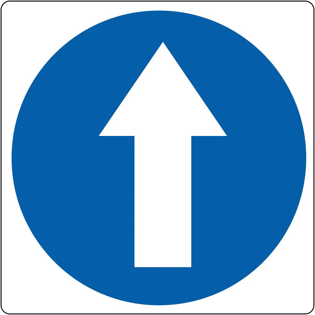 Vloerpictogram “verplichte looprichting” Wit & Blauw Anti-slip-vloersticker-0