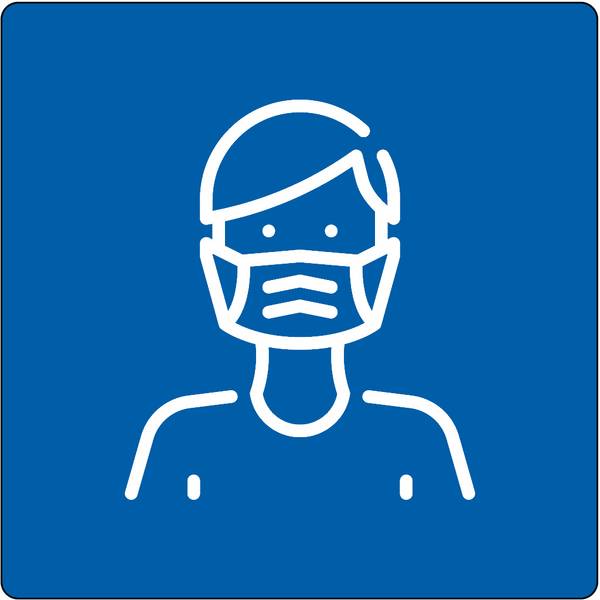 Vloerpictogram “mondkapje verplicht” Wit & Blauw Anti-slip-vloersticker