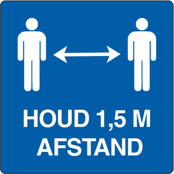 Vloerpictogram “houd 1,5 m afstand” Wit & Blauw Anti-slip-vloersticker