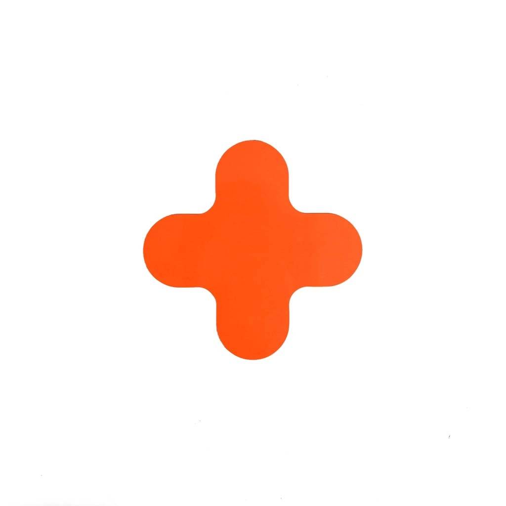 Kruis (X-stuk) Oranje 180 x 180 mm - vloersticker met vlakke toplaag-0