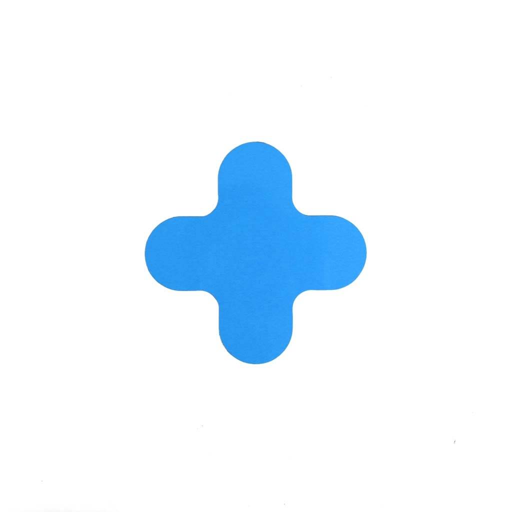 Kruis (X-stuk) Blauw 180 x 180 mm - vloersticker met vlakke toplaag-0