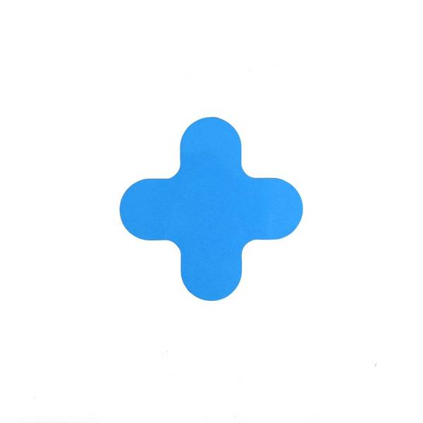 Kruis (X-stuk) Blauw 180 x 180 mm - vloersticker met vlakke toplaag