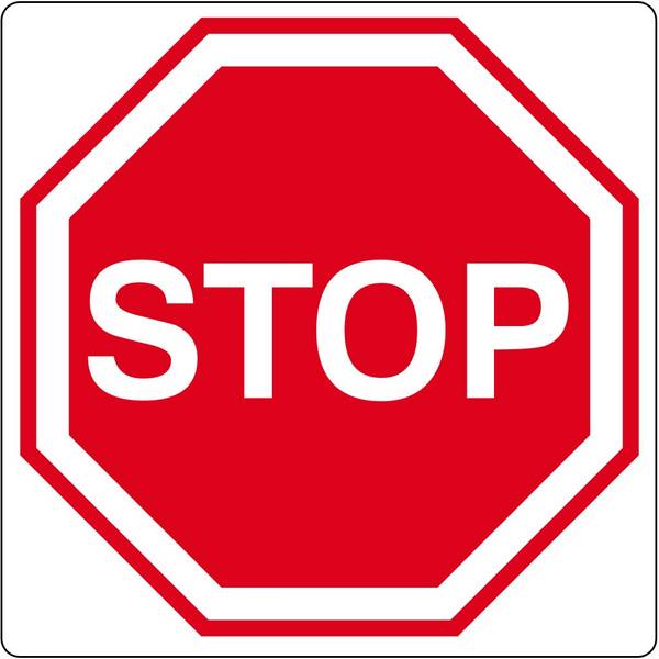 Vloerpictogram “stop”-teken - Wit & Rood - 20 cm x 200 mm x 0,99 mm- Vlak - Polyvinylchloride (PVC) - 0,99 mm - Voor
