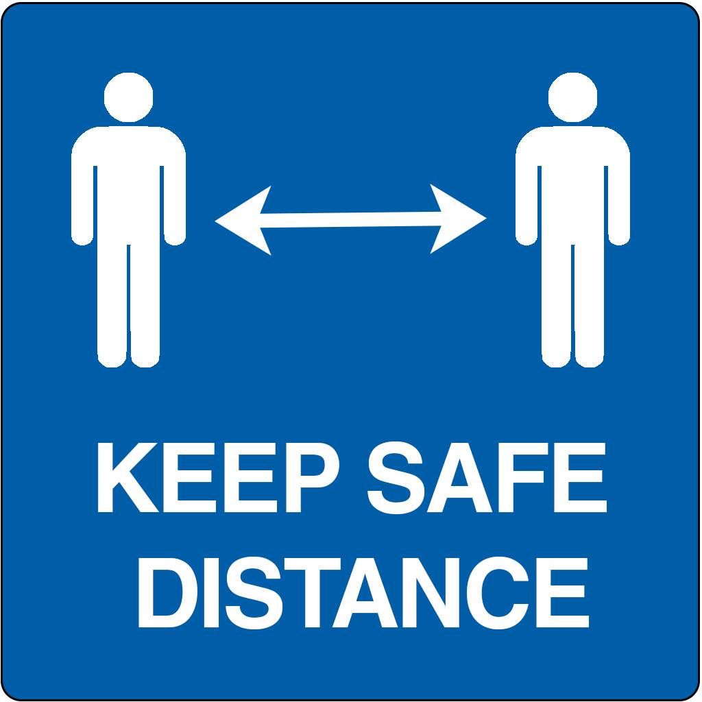 Vloerpictogram “keep safe distance” Wit & Blauw Anti-slip-vloersticker-0