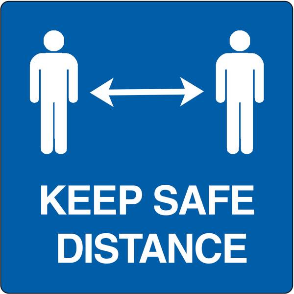 Vloerpictogram “keep safe distance” - Wit & Blauw - 20 cm x 200 mm x 0,99 mm- Vlak - Polyvinylchloride (PVC) - 0,99 mm