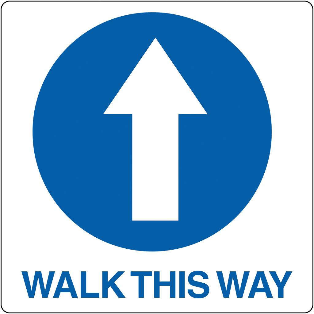 Vloerpictogram “Walk This Way” Wit & Blauw Anti-slip-vloersticker-0