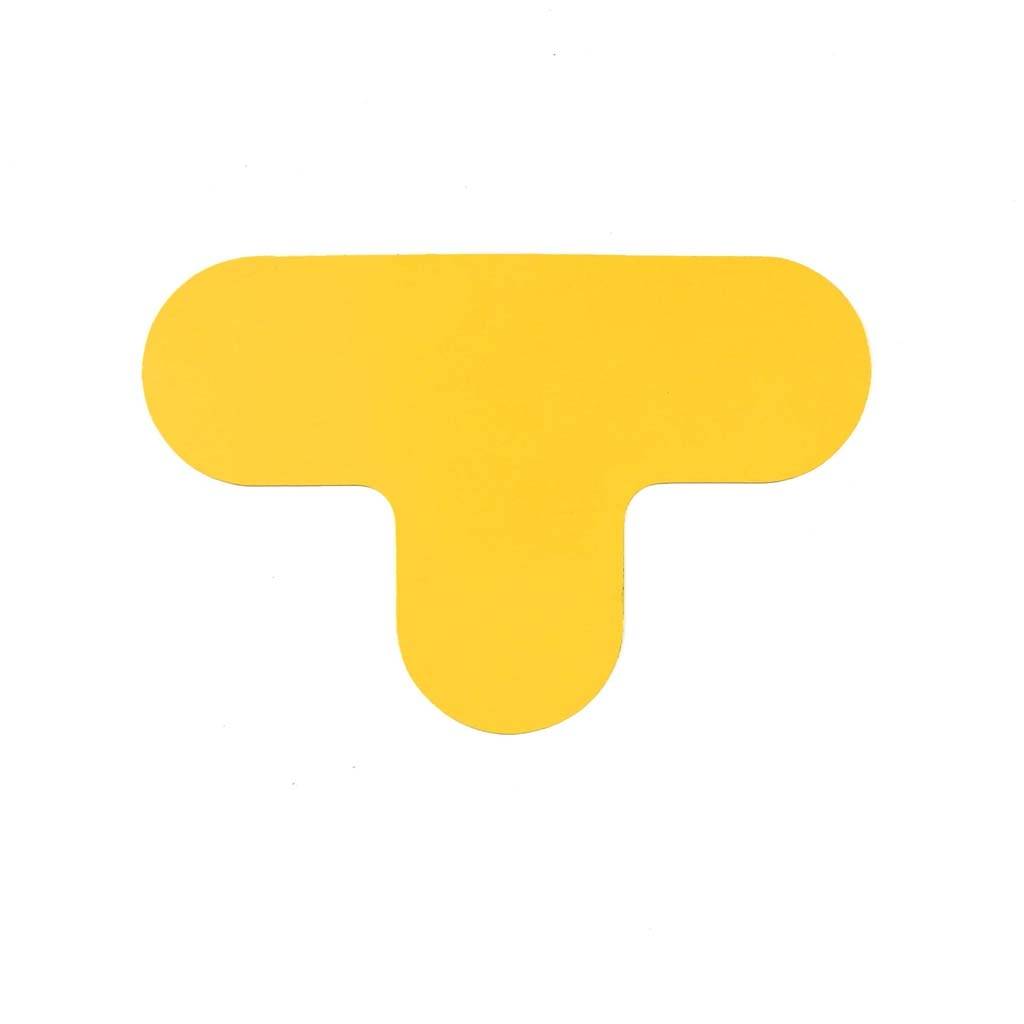 T-stuk Geel 290 x 190 mm - vloersticker met vlakke toplaag-0