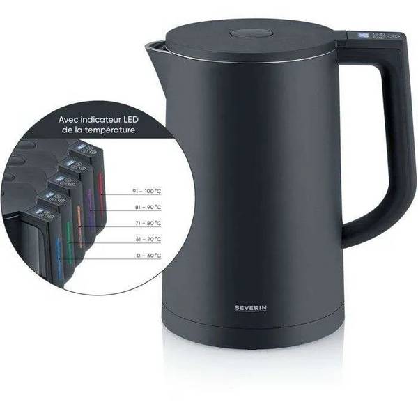 Elektrische waterkoker van 1,7 liter met instelbare temperatuur - SEVERIN - WK3483 - 2200W - Instelbaar tot 100°C - M...
