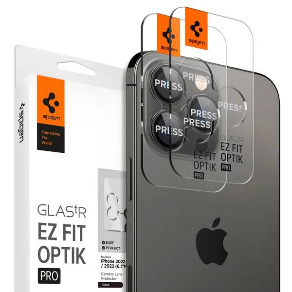 Spigen Optik Pro EZ Fit Lens Protector - Cameralens bescherming (2-pack) Apple iPhone 16 Pro (Max) / 15 Pro (Max) / 14-0