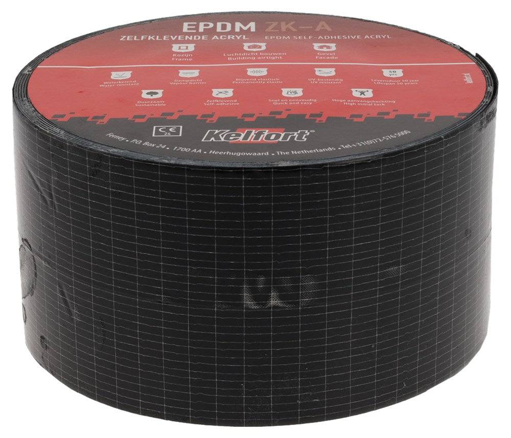 KELFORT EPDM FOLIE ZWART 100MM 20M ZELFKLEVENDE ACRYL-1