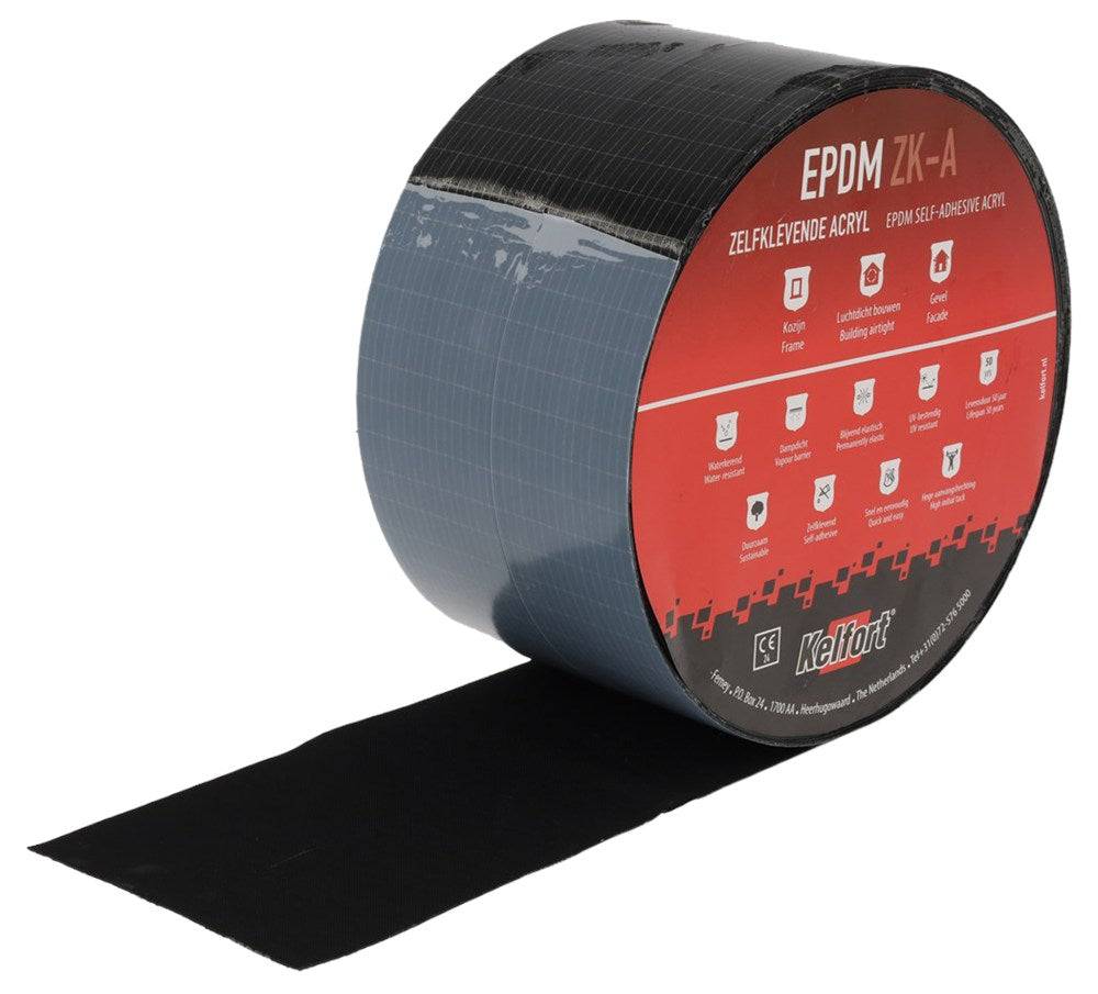 KELFORT EPDM FOLIE ZWART 100MM 20M ZELFKLEVENDE ACRYL-2