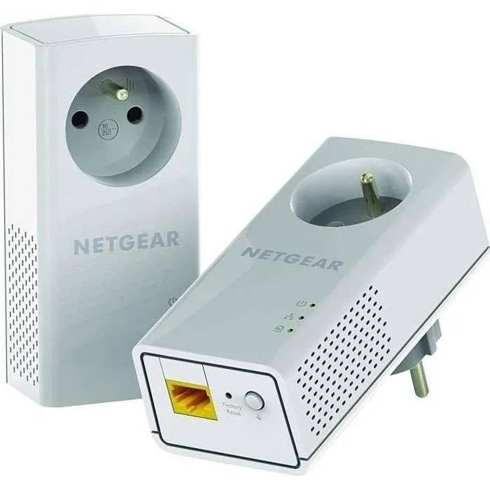 NETGEAR Pack van 2 adapters 2000 Mbit / s - 2 poorten 10/100/1000 RJ45 - Met geïntegreerde plug PLP2000-100FRS-0