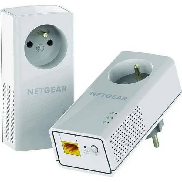 NETGEAR Pack van 2 adapters 2000 Mbit / s - 2 poorten 10/100/1000 RJ45 - Met geïntegreerde plug PLP2000-100FRS