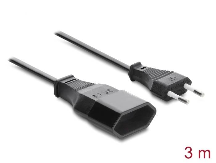 Delock Euro Plug Extension CEE7/16 male to female, 2 x 0.75 mm², 3 m, black-0