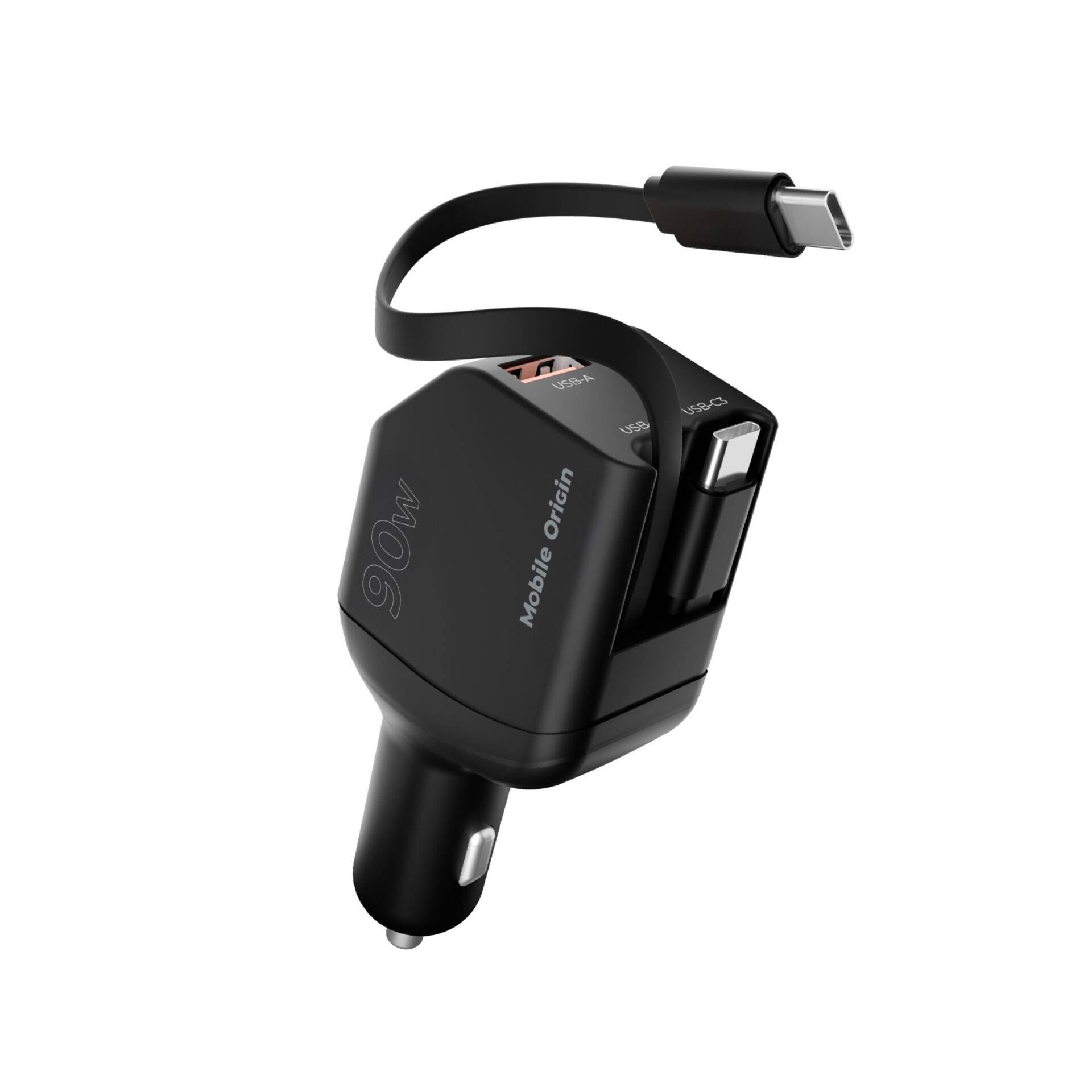 Mobile Origin 90W autolader CA22 USB-C+USB-A 2x kabel 60cm-1