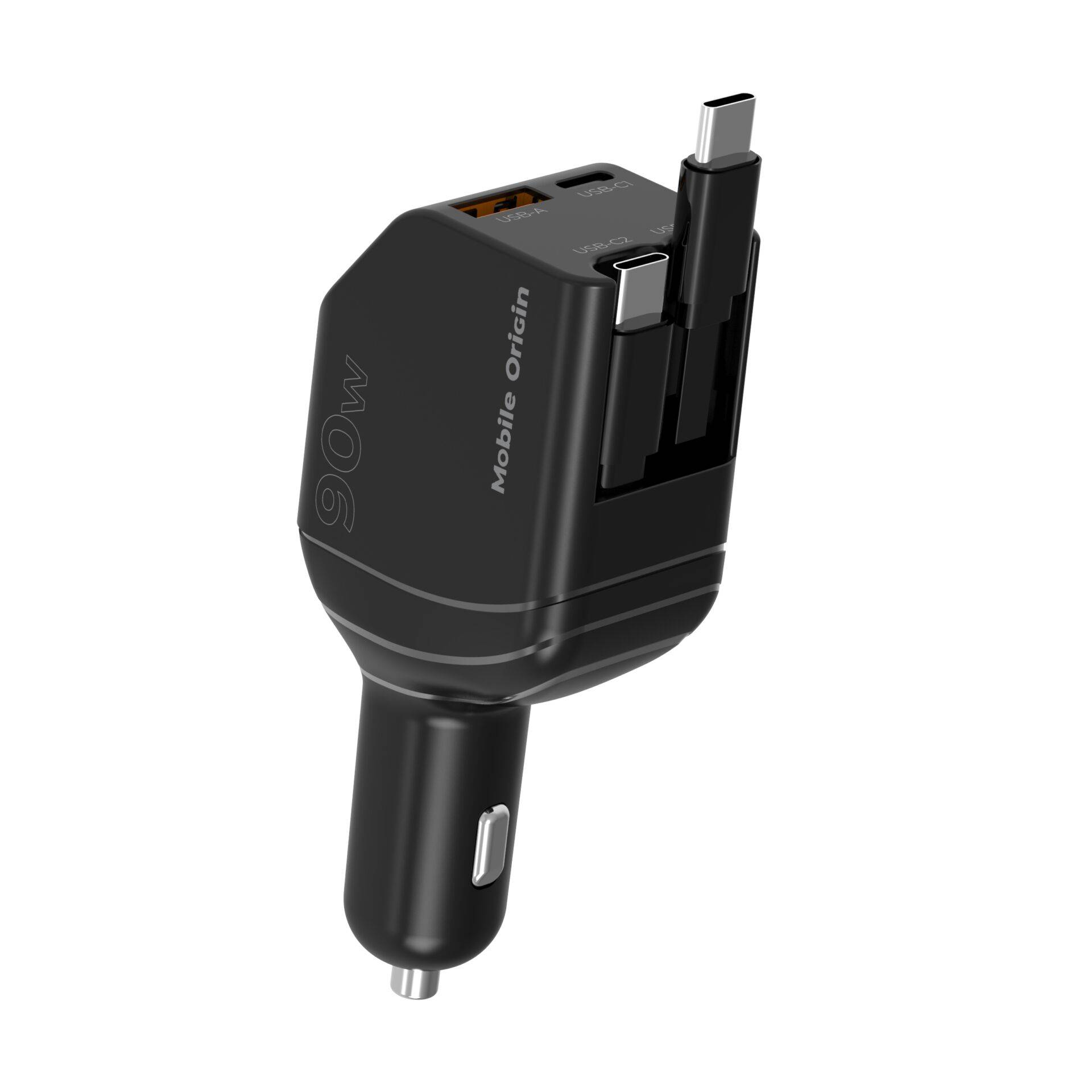 Mobile Origin 90W autolader CA22 USB-C+USB-A 2x kabel 60cm-2