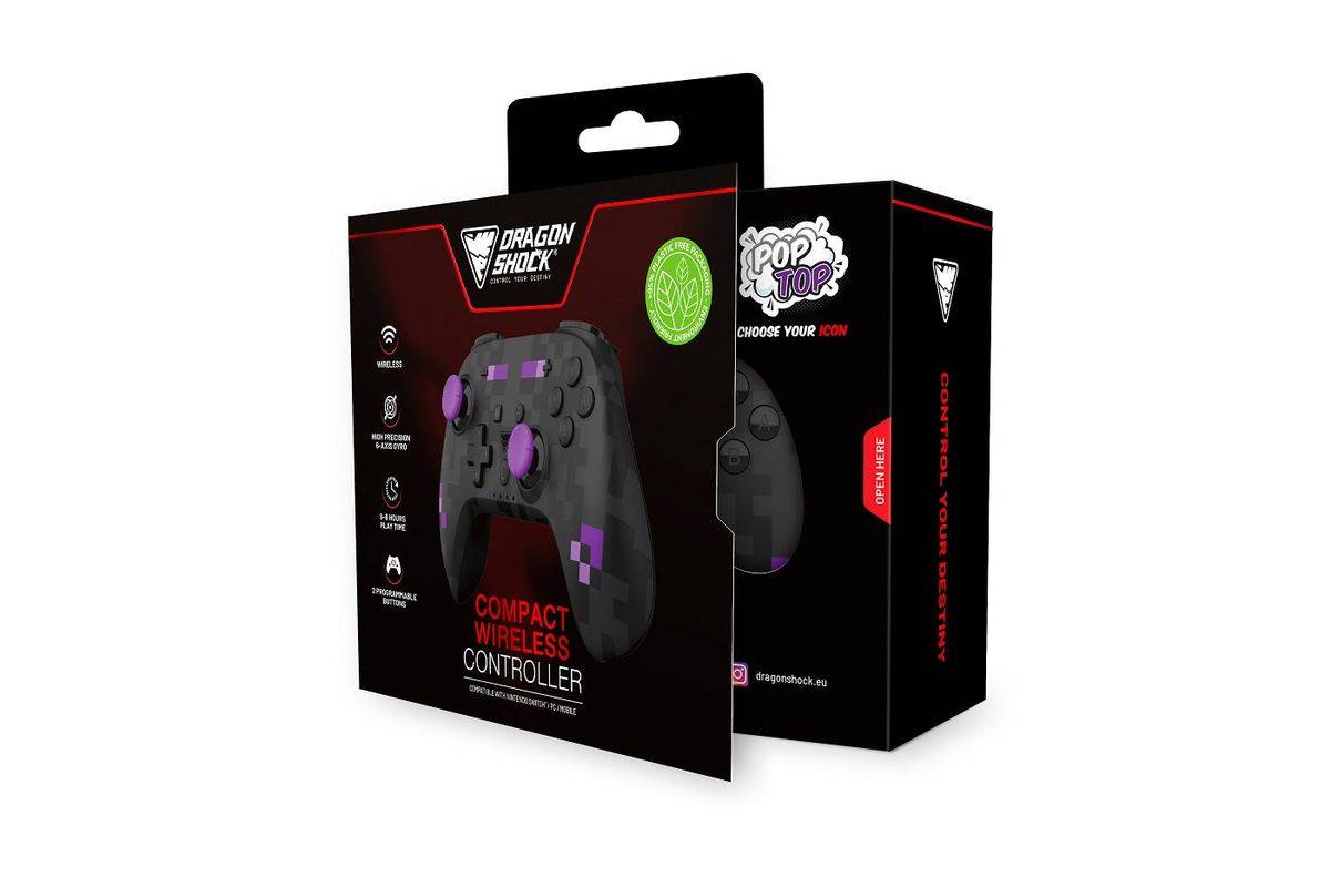 Dragonshock PopTop Black, Purple Bluetooth-gamepad analoog/digitaal voor Nintendo Switch en pc-5
