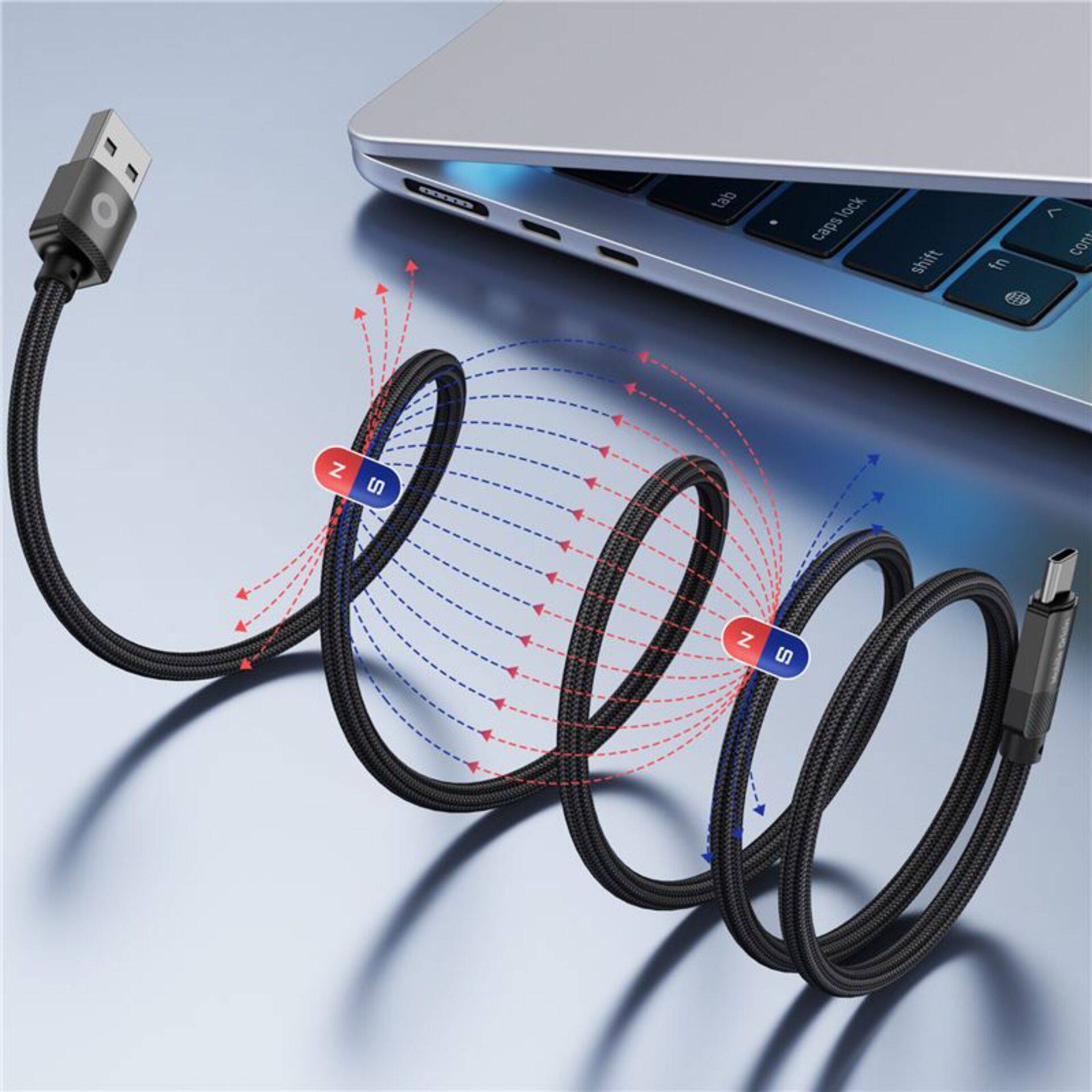 Mobiele Origin magnetische kabel USB-A naar USB-C, zwart, 1 meter-4